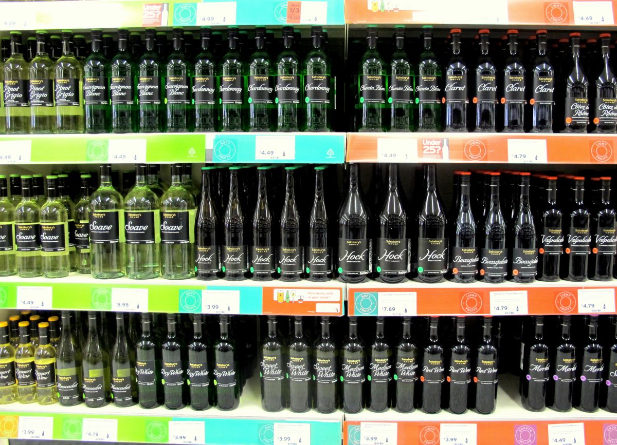 Sainsbury's wall of wine