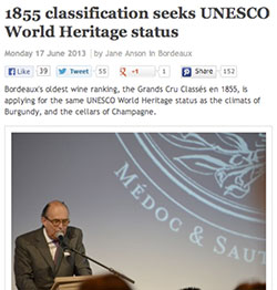 1855 classification seeks UNESCO World Heritage status